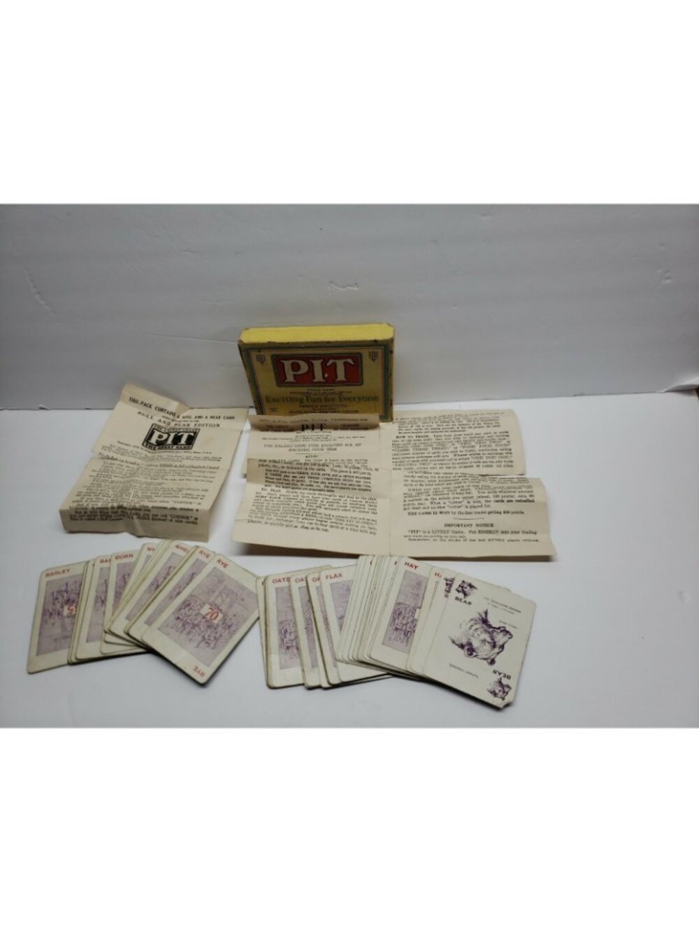 Antique PIT Card Trading Game Bull & Bear Edition CW Original Box & Instructions
